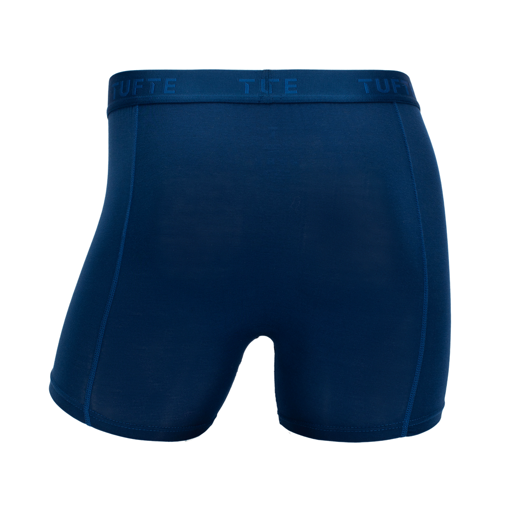 Nachhaltige Boxershorts von Tufte aus blauem Softboost Bambus - von hinten