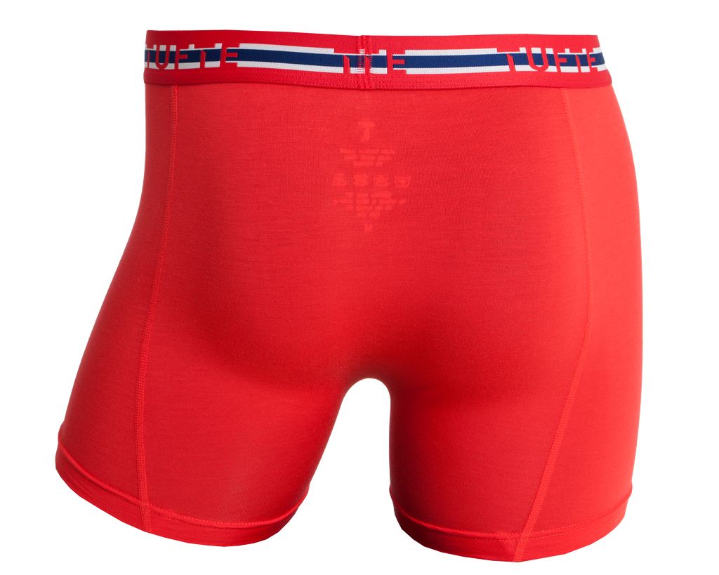 Tufte Boxershorts aus Bambus mit Bund in den Nationalfarben Norwegens - von hinten