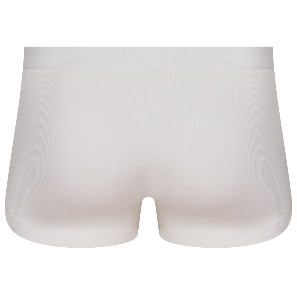 Weisse Boxershorts aus gerippter Biobaumwolle von hinten