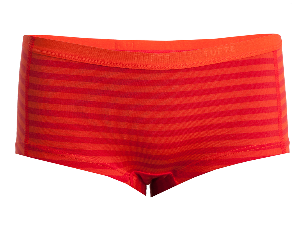 Mädchen Unterhose rot-orange gestreift aus Softboost Bambus. Von vorne
