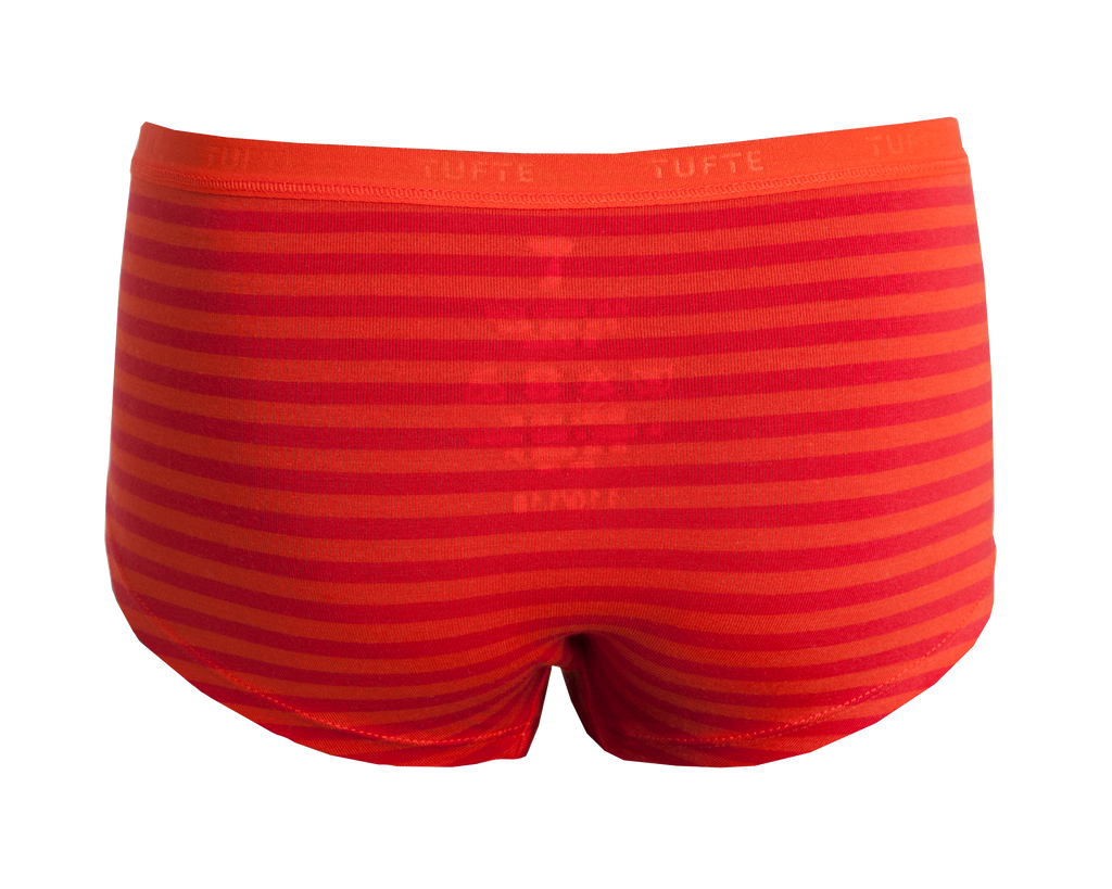 Mädchen Unterhose rot-orange gestreift aus Softboost Bambus. Von hinten
