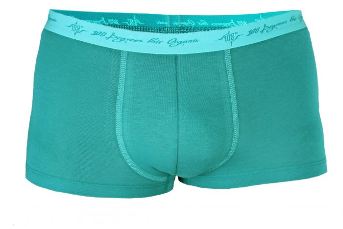 Boxershorts aus Biobaumwolle. Petrolgrün mit etwas hellerem grünem Bund