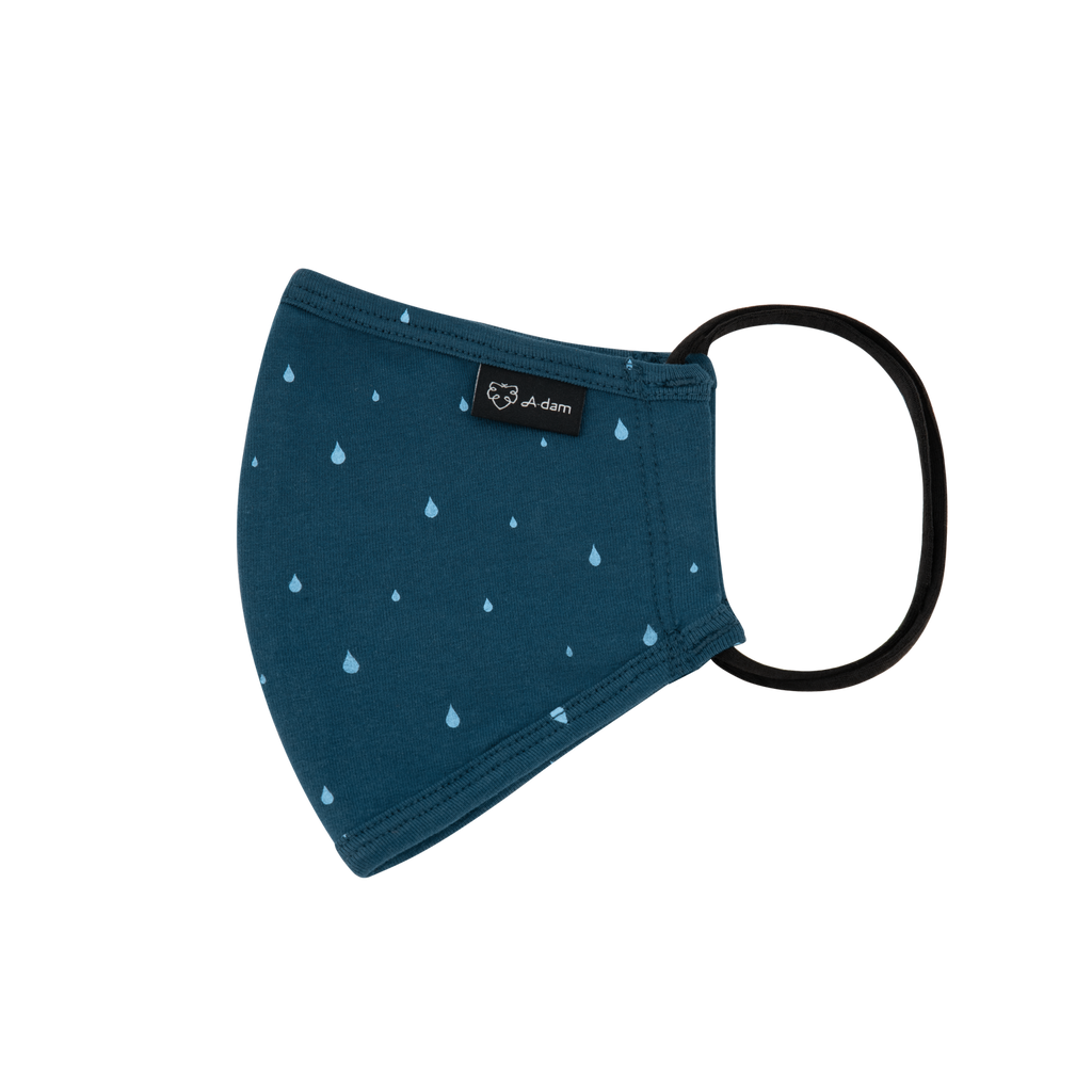 Gesichtsmaske aus Biobaumwolle - blau mit hellblauen Tropfen von A-dam
