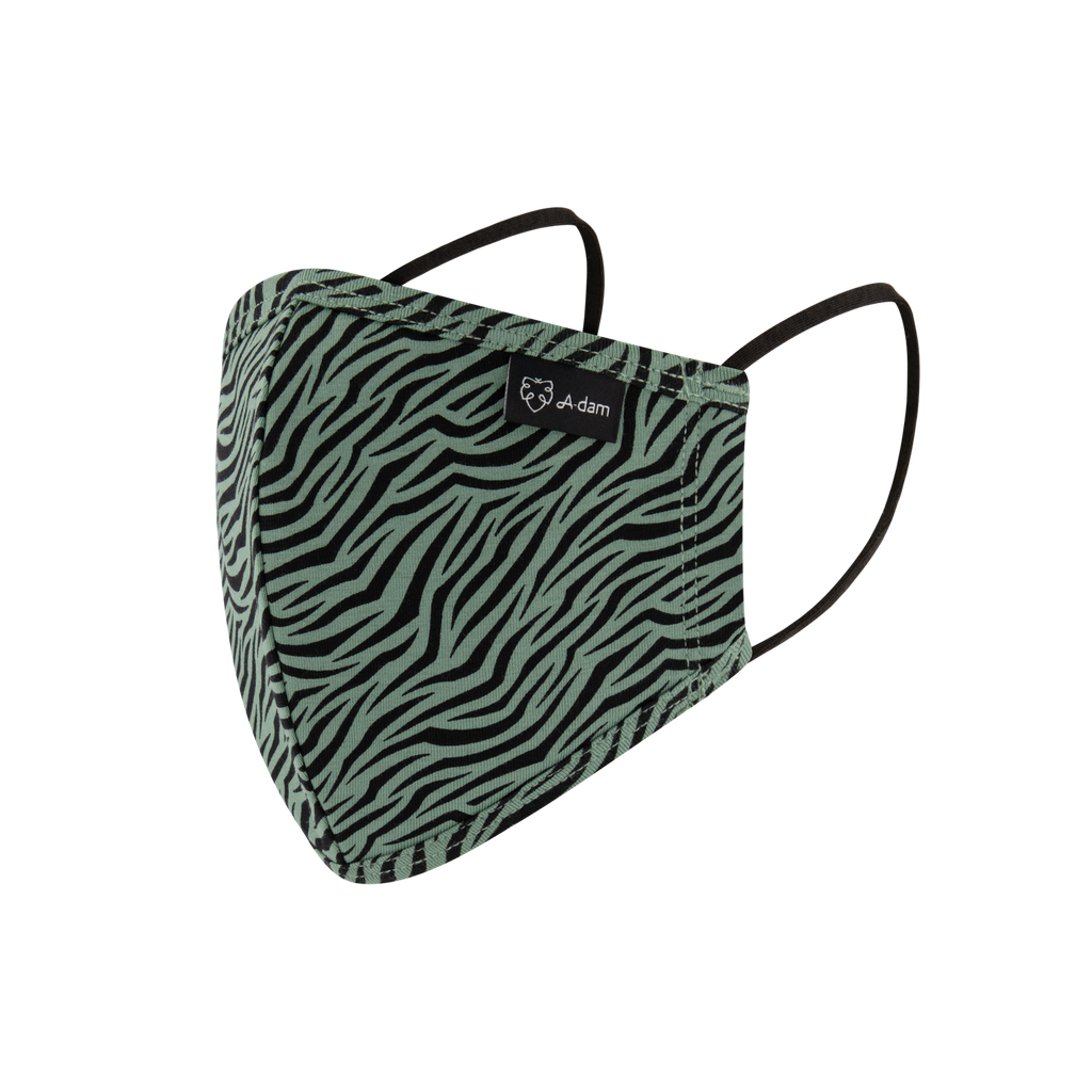 Gesichtsmaske aus Biobaumwolle - grünschwarzes Tigermuster von A-dam