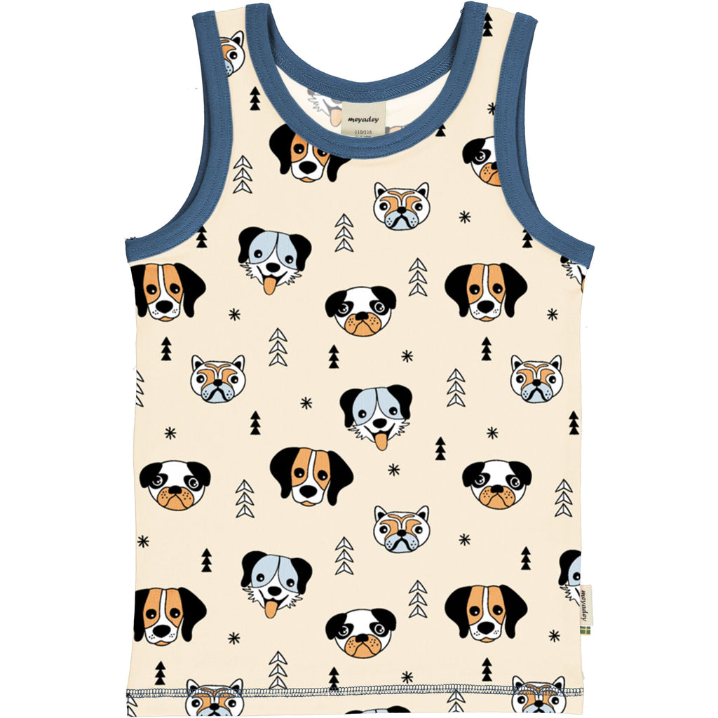 GOTS zertifiziertes Kinderunterhemd mit Hunde-Print aus Biobaumwolle