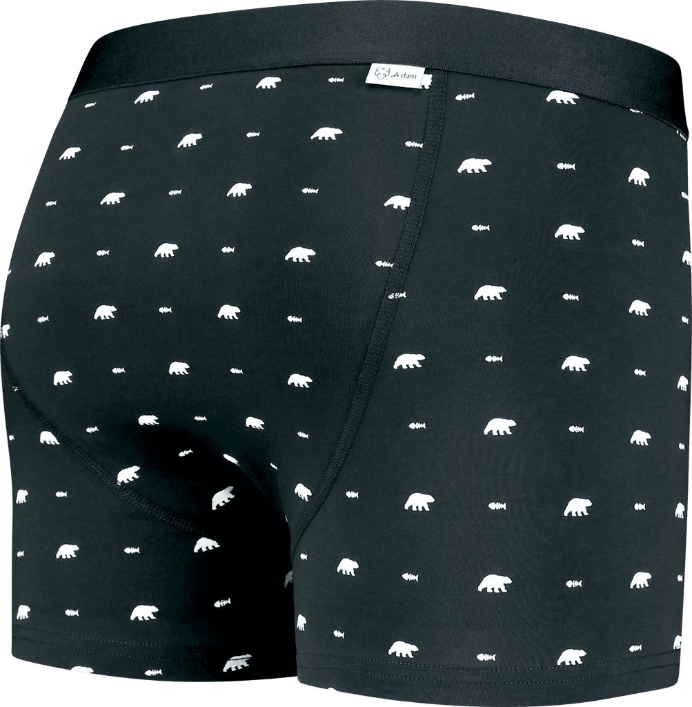 Nachhaltige Boxershorts aus Biobaumwolle - schwarz mit Eisbären - von hinten
